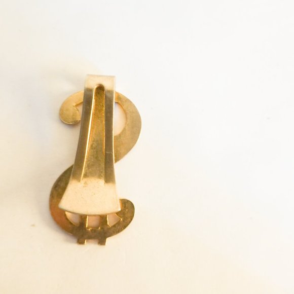VINTAGE GOLD TONE MONEY CLIP DOLLAR SIGN $ - Picture 2 of 2